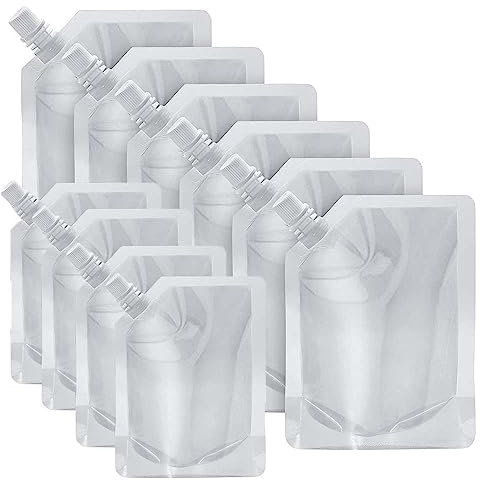 10 Pcs Refillable Clear Drink Pouches Drink Pouches Flask Plastic Liquor Pouch Drinking Bags Leak Proof Plastic Stand Up Plastic Drinks Party Hot Cold Beverage Containers