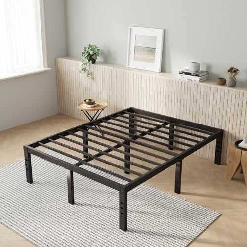 Novilla Bettrahmen in voller Größe, 35,6 cm, Metallplattform-Bettrahmen in voller Größe mit Stauraum unter dem Bett, robuste Stahllattenstütze, einfache Montage, kein Boxspringbett erforderlich