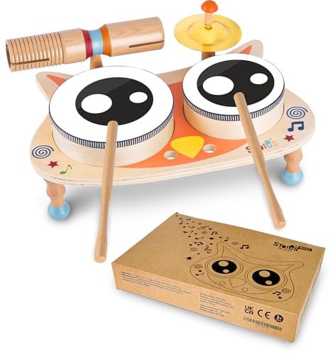 Stoie's Baby Schlagzeug für Kinder ab 1-6 Jahre - Montessori Musikinstrumente mit Trommel - Kinderschlagzeug