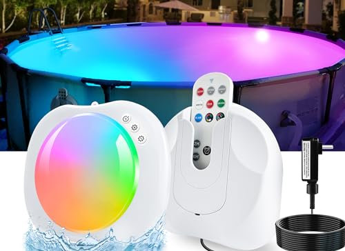 DeeprBetter Éclairage Piscine Submersible avec Télécommande, Lumiere Piscine Magnétique Alimentation Sans Fil, Lampe Piscines LED Changement Couleur, Lumiere Piscines Sous l'Eau pour Piscinee Hors Sol