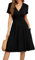 Actcat V-Ausschnitt Kleid Kurzarm Casual Kleider Sommerkleid Floral Party Kleid mit Taschen Kleider schwarz blusenkleid Damen blusenkleid Damen Kleid a Linie, XXL
