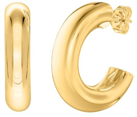 trendor Damen-Ohrringe Halb-Creolen 925 Silber Vergoldet ⌀ 25 mm 15986 | zeitlosesch Schmuckstück für Frauen, elegante Geschenkidee,