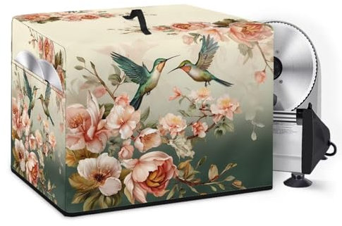 NETILGEN Dust Cover for Meat Slicer Food Slicer Deli Slicer, Waterproof Stain Resistant Keep Appliance Clean Protective Cover for Home Kitchen Decor, Hummingbird Flower Retro