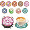 9 Stück Diamond Art Painting Untersetzer Mit Ständer DIY Craft Untersetzer Runde Untersetzer Anfänger Set (Krapfen Muster)