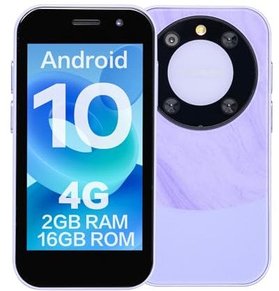 ZOKOE P60pro Mini teléfono Celular teléfono Inteligente para niños Pantalla de 3 Pulgadas 2000 mAh 2GB RAM 16GB ROM 2.0+5.0MP desbloqueo Facial 4G sin Contrato teléfono (Morado)