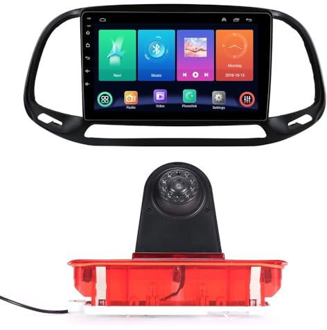 22,9 cm (9 Zoll) Touchscreen GPS Navi Navigation Navigator Monitor Karten Autoradio mit CarPlay & Android + HD Rückfahrkamera kompatibel mit Fiat Doblo 263 Van/Opel Combo/Fiat Doblo 2 Cargo