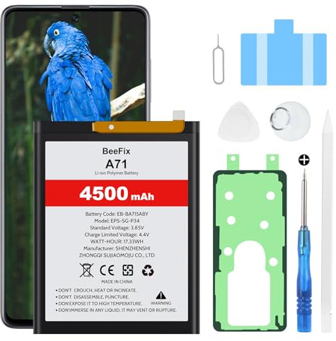 Batterie de rechange Li-polymère pour Samsung Galaxy A71 4G SM-A715F, 4500 mAh, avec outils de réparation