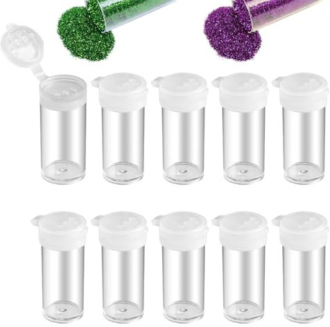 Pack de 10 salières en plastique Minuscules Salières et Poivrières Plastique Translucide-Mini distributeur d'épices portable avec couvercle Distributeurs d'Épices Portables Parfaits pour Déplacement
