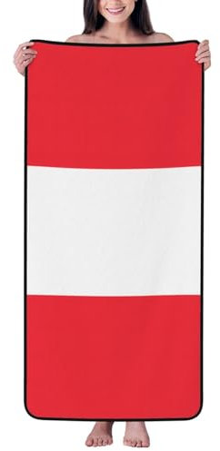 Kingww Badetuch mit Österreichischer Flagge, weich und bequem, saugfähig und schnell trocknend, 140 x 69 cm