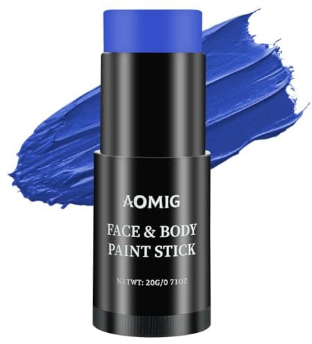 Aomig Face Body Paint Stick, Waterproof Facepaint Halloween, Non-toxic Cream Body Paint for Adult Child, Professional Facepaint Makeup for Halloween Cosplay Game Party, Face Makeup Eye Stick Cosplay