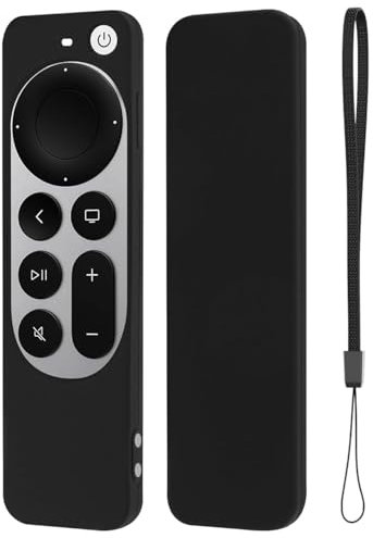 Volta Custodia Compatibile con Apple TV 4K Siri Remote 3a Generazione (2022) e 2a Generazione (2021) - Cover Apple 4k Tv Porta Telecomando in Silicone - Antiurti (Nero)