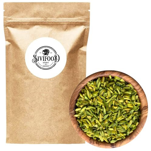 SIVIFOOD gestiftete Pistazienkerne 250g - gesplitterte grüne Pistazien Khalal Peste naturbelassen natürliche Pistaziensplitter Pistazien gestiftet in Premiumqualität zum Dekorieren von Gebäck