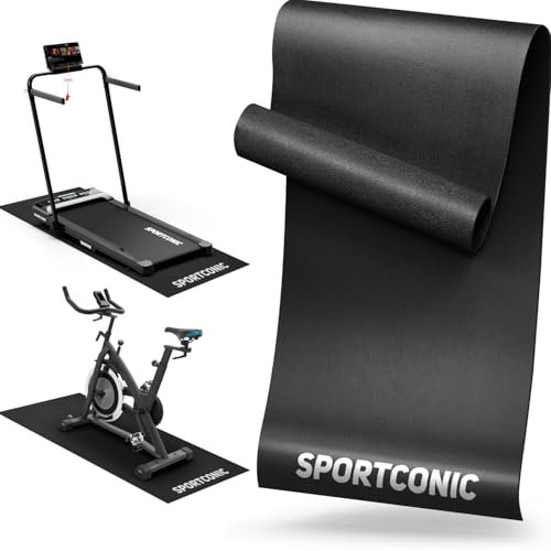 Sportconic Bodenschutzmatte Laufband - Sportmatte - Fitnessmatte - Bodeschutzmatte für Trainingsgeräte, Crosstrainer, Laufband - Yoga Matte - 140 x 60 cm