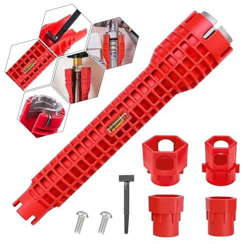 14-in-1 Tap Spanner, Multi-Functional Basin Wrench for Tight Spaces, Includes 4 Stripping Attachments and T-Shaped Stripping Tool, Ideal for Sink Tap Spanner and Basin Spanner in Kitchen and Bathroom