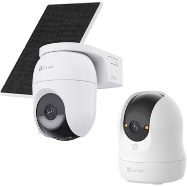 EZVIZ Pacchetto composto da Telecamera WiFi Interno C6N G1 4K e Telecamera WiFi Esterno con Pannello Solare CB8 Lite Kit 2K+