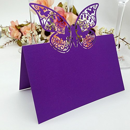 Medigy Cartes de placement de table pour mariage, fête d'anniversaire, décoration de table (violet)