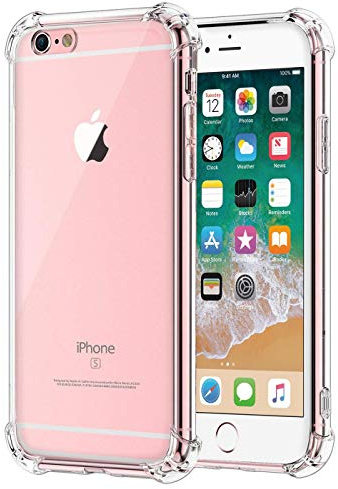 Verco Handyhülle für iPhone 6, Anti Shock Schutzhülle für Apple iPhone 6S Hülle Silikon [Display- & Kameraschutz] Weiche Flexible TPU Hülle, Transparent