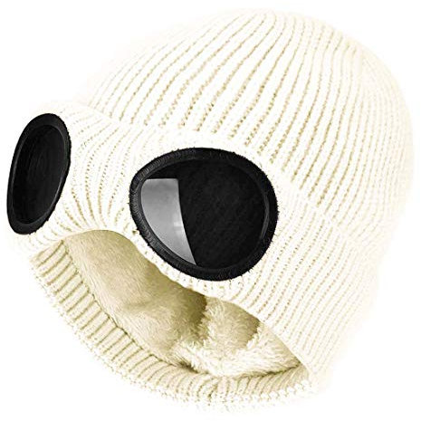 Belsen Unisex Goggle Strickmütze Winddicht Warm Winter Skull Cap, Weiss/opulenter Garten, Einheitsgröße