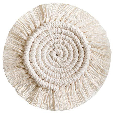 Hocaies Cotone Sottobicchieri in Treccia Tazza in macramè Fatta a Mano Set Tovaglietta Boho Decorazione per Tazze Bevande Birra caffè (Tipo A 1 Pezzo)