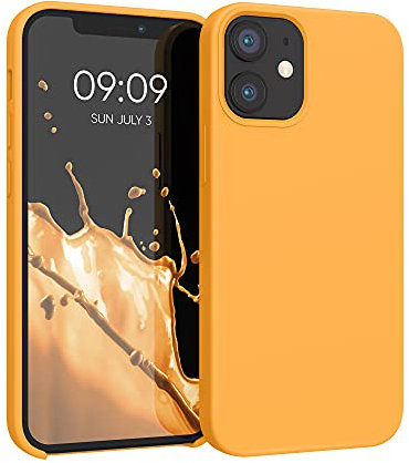 kwmobile Carcasa Compatible con Apple iPhone 12 Mini Funda - Case TPU y Silicona antigolpes - Apto Carga inalámbrica - Naranja Pastel