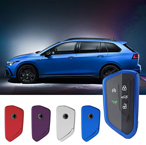 CDEFG Funda para Llave de Coche VW Golf 8 Tiguan 3 Passat B9 ID3 ID4 ID7 Octavia 4 Enyaq IV Kodiaq Elroq Formentor Terramar TPU Carcasa Protectora para Mando Smart Funda Llaves Accesorios(Azul)