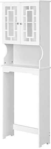 Multigot Over Toilet Cabinet, Freestanding Washing Machine Holder with Adjustable Shelf, Storage Cupboard Unit for Necessities like Towels & Toilet Paper(White)