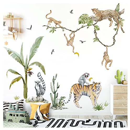 Grandora XXL Wandsticker Set Safari Baum Tiere Wandtattoo für Kinderzimmer DL768-5