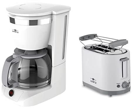 LENTZ Frühstücksset Kaffeemaschine Toaster Weiß-Grau