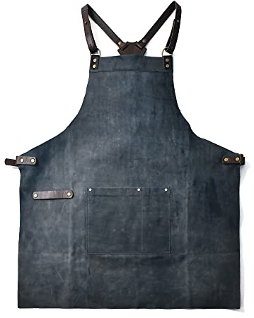 GauchoLife Lederschürze Barista Barber BBQ Barbecue, blau, Einheitsgröße