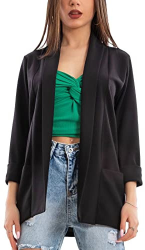 Toocool Blazer Donna Giacca Elegante Casual Basic Monopetto Primavera VI-80021 [Taglia Unica,Nero]