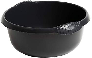JMS we create smile 28cm Round Kitchen Washing Up Bowl Basin Mixing Plastic Bowl (Midnight Grey/Dark Grey)