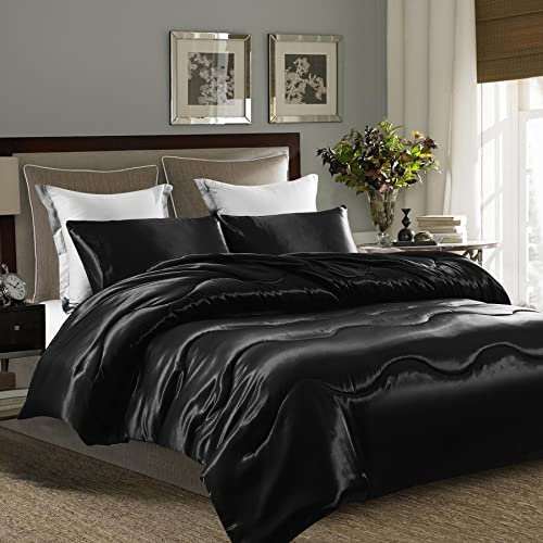 Steppbettdecke Schwarz 155x220 4 Jahreszeiten Bettdecke Satin Seide Uni Farbig Muster Set Steppbettdecken Tagesdecke Atmungsaktive Ganzjahresdecke Schlafdecke Kuschelige Sommerdecke Winter Quilted