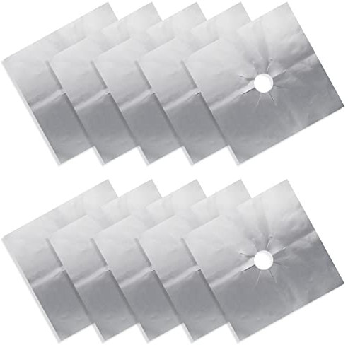 SZCXDKJ 10 Pieces Silver Gas Hob Protectors,Non-Stick Stove Cover Washable,Reusable,Burner Protector Heat Resistant Stovetop Sheets Easy Clean for Gas Cookers Kitchen Cleaning