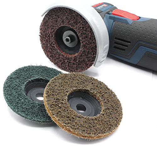 3 x Schleifvlies Schleifscheibe Poliervlies Schleifpad Reinigungsscheibe Vlies für Metall Stahl Rost Ø 76 mm Akku Winkelschleifer (Set)