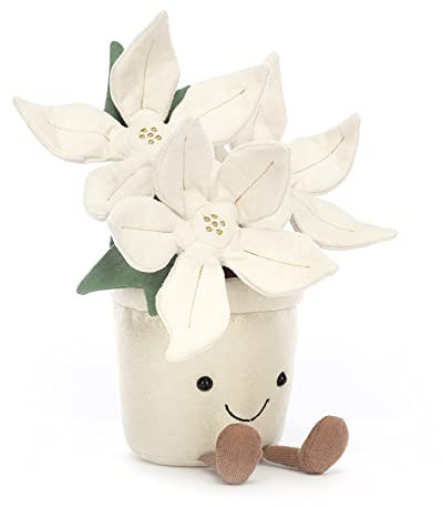 Jellycat Amuseable White and Gold Poinsettia Collectable Plush Decoration