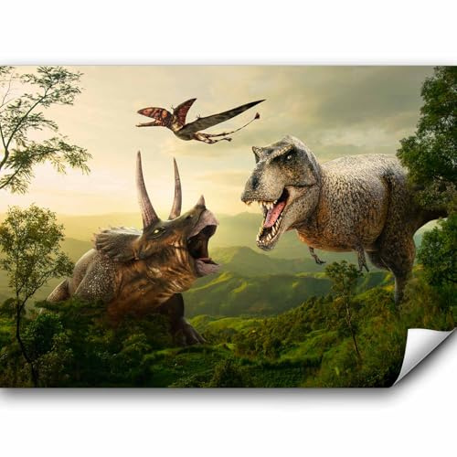 murando - Fototapete Premium-Vlies Dinosaurier, 350x256 cm, Schlafzimmer | Premium-Vliesstoff, Full HD Druck, hochwertige Verarbeitung fürs Wohnzimmer, schnelle Montage, lichtbeständig, geruchsfrei