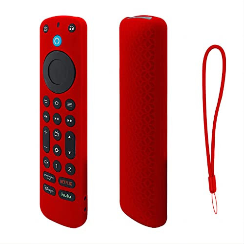 KNOXS Silicone Remote Cover for Alexa Voice Remote Pro, [Anti Slip, Shockproof, Dustproof] Case for Alexa Pro Remote Fire TV Streaming Media Players, Amazon Fire TV Smart TVs (Red)