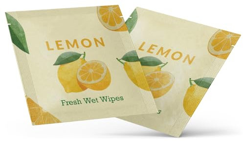 1000 x Refreshing Lemon Scented Hand Wipes Individually Wrapped Sachets Freshening Wet Wipes Foil Wrapped Hygienic Small Wipes