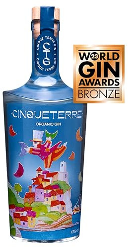 Cinque Terre Gin - 500 ml - Premium Gin 100% biologico Italiano - Premiato tra i migliori gin italiani al mondo nella categoria classic gin - 47% Vol. (500 ml, senza astuccio)