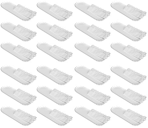 Acan Tradineur - Pack de 24 Paquetes de 2 Bandejas con blonda Ovalada - Especial para Fiestas o Celebraciones - Material reciclable - 10 x 36 cm - Color Blanco
