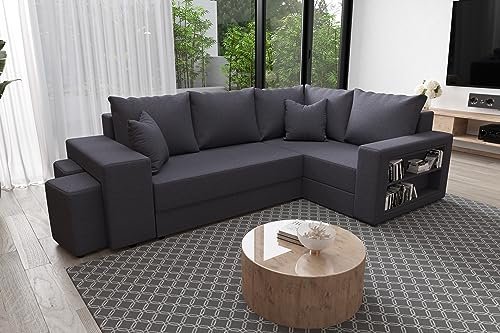 ALTDECOR Ecksofa in U-Form mit Schlaffunktion und Bettkasten Corner Sofa Bett Eckcouch Couch L-Form Schlafcouch Ausziehbar Wohnlandschaft Schlafsofa Cauchsofa DALS - 244x180x90cm Dunkelgrau