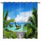 YUANZU Strand Vorhänge Sommer Ozean Tropisches Boot Ösen Gardinen mit Blickdichte Thermo Vorhang Kälteschutz Blackout Curtain Wohnzimmer Schlafzimmer Verdunkelung Fenster, 2 Stück, H 200 x B 140 cm