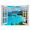 Ulticool – Durchsichtiges Fenster Meer Natur Strand Berge – Wandteppich Poster – 200 x 150 cm – Garten-Poster – Blau