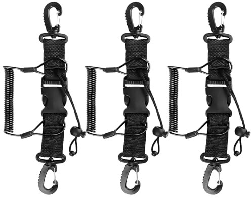 XTUDOU® 3 Stück Spiralkabel Tauchen Kamera, Lanyard Schnalle Tauchen mit Karabiner, Tauchkamera Schlüsselband für Tauchen Schnorcheln Klettern, Unterwasserkamera