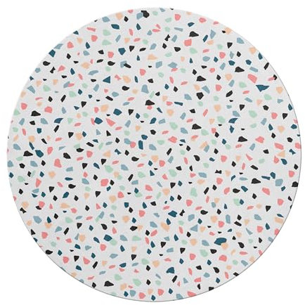 Miquelrius Tapis de Souris, Taille ø200 mm, matériau Polyester à Glissement Doux, Base Ferme en Caoutchouc pour Une Prise Ferme, Collection Sweet Terrazo