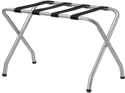 IDIMEX Porte-Valise Luggage en métal Gris, Support-Bagages Accessoire de Chambre hôtel pour Sac de Voyage et Valise, Support Valise Pliable avec 4 Sangles de Maintien