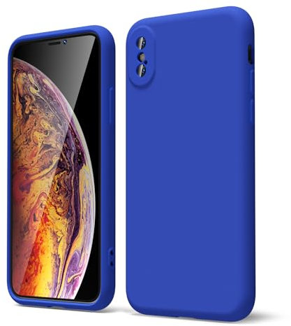 oakxco for iPhone X Case/iPhone 10 Xs Phone Case Liquid Silicone, Thin Slim Soft Rubber Gel TPU Plain Simple Cover for Women Girl Cute, Matte Solid Color, Royal Blue