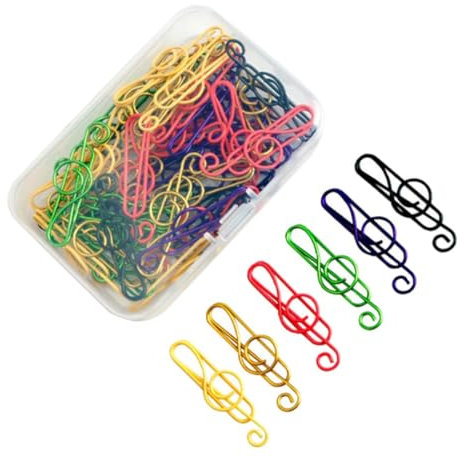 JRYXDS Büroklammern Notenschlüssel Musik, 50 Stücke Büroklammern Metall Beschichtet Büroklammern Für Ordentlich Von Dateiquittungen Und Buchen Noten Büroklammern Notenschlüssel Und Noten
