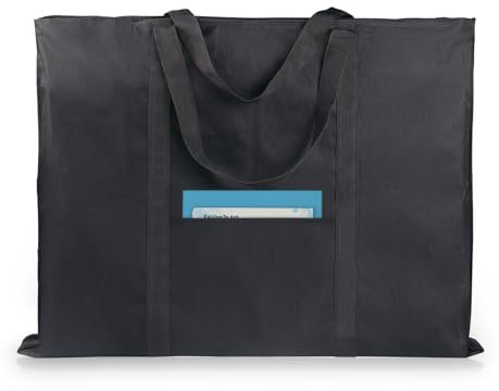 JJRING Dacron leichte Kunst-Portfolio-Tasche, 55,9 x 71,9 cm, für 50,8 x 66 cm große Kunstwerke, schwarze Tragetasche für Poster, Skizzieren und Zeichnen