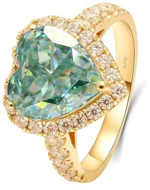Stfery Ehering 18 Karat Ringe für Frauen 4ct Herz Moissanit Ringe für Damen Klassisch